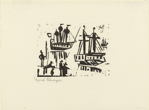 Lyonel Feininger. Anglers and Ships (Angler und Schiffe) from Ten Woodcuts by Lyonel Feininger. (1919, published 1941)