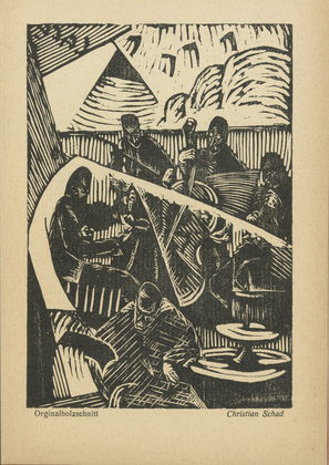 Christian Schad. Coffeehouse Concert (Kaffeehaus-Konzert) (plate, [p. 9]) from the periodical Sirius, no. 1 (Oct 1915). 1915