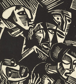 Karl Schmidt-Rottluff. Christ and the Adulteress (Kristus und die Ehebrecherin) from the portfolio 9 Woodcuts by Schmidt-Rottluff (9 Holzschnitte von Schmidt-Rottluff). (1918)