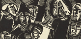 Karl Schmidt-Rottluff. Christ and the Adulteress (Kristus und die Ehebrecherin) from the portfolio 9 Woodcuts by Schmidt-Rottluff (9 Holzschnitte von Schmidt-Rottluff). (1918)
