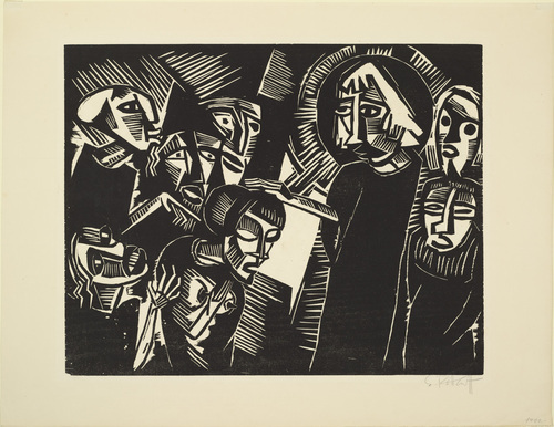 Karl Schmidt-Rottluff. Christ and the Adulteress (Kristus und die Ehebrecherin) from the portfolio 9 Woodcuts by Schmidt-Rottluff (9 Holzschnitte von Schmidt-Rottluff). (1918)