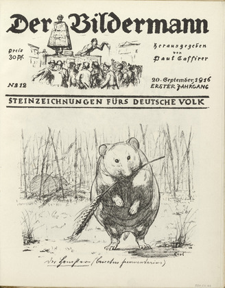 August Gaul. The Hamster (Der Hamster) (front cover, folio 22) from the periodical Der Bildermann, vol. 1, no. 12 (Sep 1916). 1916