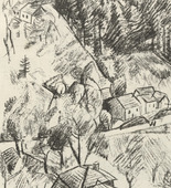 Rudolf Grossmann. Hilly Landscape (Hügellandschaft) (plate, folio 27) from the periodical Der Bildermann, vol. 1, no. 13 (Oct 1916). 1916