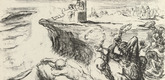 Max Slevogt. Signs of the Times VIII: Xerxes Grew Angry (Symbole der Zeit VIII: Xerxes ergrimmte) (plate, folio 27) from the periodical Der Bildermann, vol. 1, no. 13 (Oct 1916). 1916