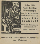 Conrad Felixmüller. Die Aktion, vol. 10, no. 23/24. June 12, 1920