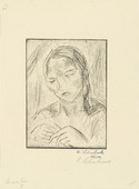 Wilhelm Lehmbruck. Woman Knitting (Strickende Frau). (1915, printed 1920)