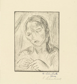 Wilhelm Lehmbruck. Woman Knitting (Strickende Frau). (1915, printed 1920)