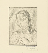 Wilhelm Lehmbruck. Woman Knitting (Strickende Frau). (1915, printed 1920)