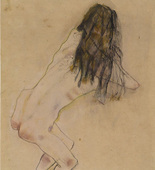 Oskar Kokoschka. .a Nude with Back Turned (In den Hüften nach links gedrehter weiblicher Rückenakt) .b Untitled. (1909)