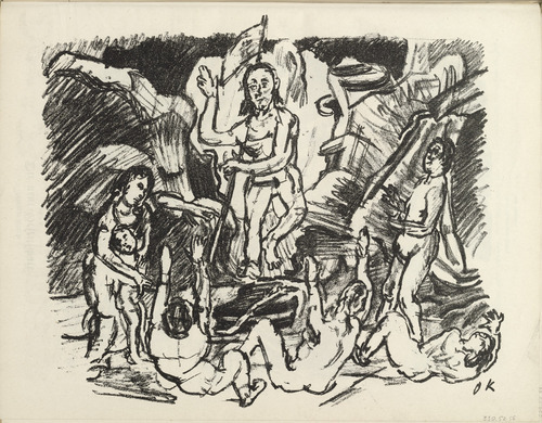 Oskar Kokoschka. The Resurrection (Auferstehung) (plate, foilo 29 verso) from the periodical Der Bildermann, vol. 1, no. 14 (Oct 1916). 1916