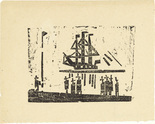 Lyonel Feininger. Three-Master and Eight Men in a Harbor (Dreimaster und acht Männer im Hafen). (c. 1937)