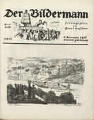 Rudolf Grossmann. Landscape by the Neckar River (Landschaft am Neckar) (front cover, folio 30) from the periodical Der Bildermann, vol. 1, no. 15 (Nov 1916). 1916