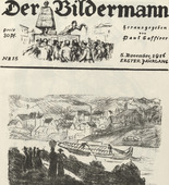 Rudolf Grossmann. Landscape by the Neckar River (Landschaft am Neckar) (front cover, folio 30) from the periodical Der Bildermann, vol. 1, no. 15 (Nov 1916). 1916