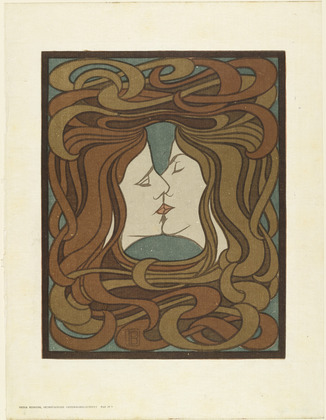 Peter Behrens. The Kiss (Der Kuss) (plate, facing page 116) from the periodical Pan, vol. IV, no. 2 (Jul-Aug-Sept 1898). (1898)