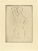Wilhelm Lehmbruck. Female Nude from the Back, Looking Out (Weiblicher Rückenakt, ausschauend). (1911)
