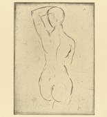 Wilhelm Lehmbruck. Female Nude from the Back, Looking Out (Weiblicher Rückenakt, ausschauend). (1911)