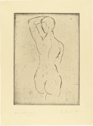 Wilhelm Lehmbruck. Female Nude from the Back, Looking Out (Weiblicher Rückenakt, ausschauend). (1911)