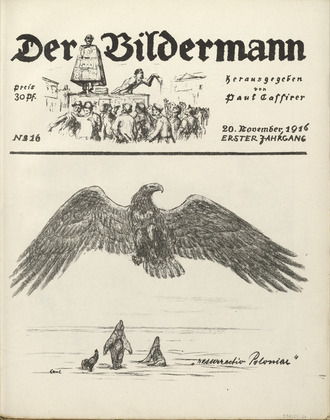 August Gaul. The Eagle (Der Adler) (front cover, folio 32) from the periodical Der Bildermann, vol. 1, no. 16 (Nov 1916). 1916