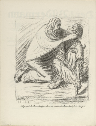 Ernst Barlach. Blessed are the Merciful (Selig sind die Barmherzigen) (plate, folio 32 verso) from the periodical Der Bildermann, vol. 1, no. 16 (Nov 1916). 1916