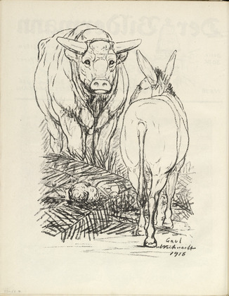 August Gaul. Christmas (Weihnacht) (plate, folio 36 verso) from the periodical Der Bildermann, vol. 1, no. 18 (Dec 1916). 1916