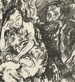 Oskar Kokoschka. The Holy Family. Rest on the Flight to Egypt (Die Heilige Familie. Rast auf der Flucht nach Ägypten) (plate, folio 37 verso) from the periodical Der Bildermann, vol. 1, no. 18 (Dec 1916). 1916