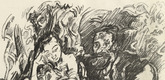 Oskar Kokoschka. The Holy Family. Rest on the Flight to Egypt (Die Heilige Familie. Rast auf der Flucht nach Ägypten) (plate, folio 37 verso) from the periodical Der Bildermann, vol. 1, no. 18 (Dec 1916). 1916