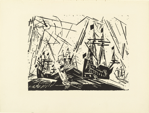 Lyonel Feininger. Hansa Fleet (Hansaflotte) (plate 23) from the illustrated book Deutsche Graphiker der Gegenwart (German Printmakers of Our Time). (1918, published 1920)
