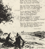 Walther Klemm. Untitled, illustration to Nikolaus Lenau's poem "The Three Gypsies" (Die drei Zigeuner) (border, 7th song, folio 45) from the periodical Der Bildermann, supplement to vol. 1, no. 13 (October 1916). 1916