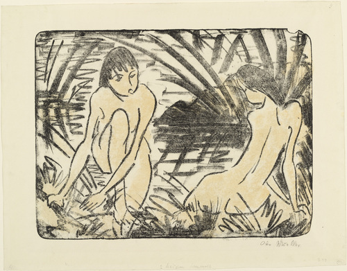 Otto Mueller. Zwei Badende am Ufer (Two Bathers on the Shore). (c. 1914)