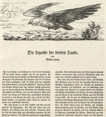 August Gaul. Untitled, illustration to Stefan Zweig's "The Legend of the Third Dove" (headpiece, folio 56) from the periodical Der Bildermann, supplement to vol. 1, no. 17 (Dec 1916). 1916
