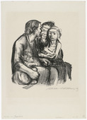 Käthe Kollwitz. Two Chatting Women with Two Children (Zwei schwatzende Frauen mit zwei Kindern). (1930)