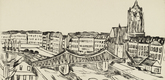 Max Beckmann. City View with "Eiserner Steg" (Stadtansicht mit Eisernem Steg). (1923, published 1924)