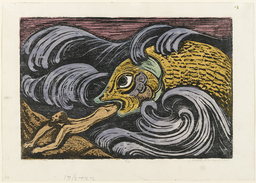 Jakob Steinhardt. Jonah Is Spit Out (Jona wird ausgespuckt). 1951