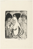 Otto Mueller. Half Nude Girl in Profile (in Front of a Picture) (Mädchen-Halbakt im Profil [vor einem Bild]). (1922)