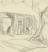 Lyonel Feininger. Ruin with Tree in Foreground. 1928