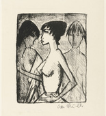 Otto Mueller. Half Nude Girl in Profile (in Front of a Picture) (Mädchen-Halbakt im Profil [vor einem Bild]). (1922)