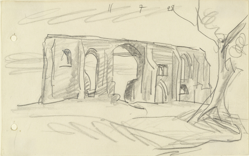 Lyonel Feininger. Ruin with Tree in Foreground. 1928