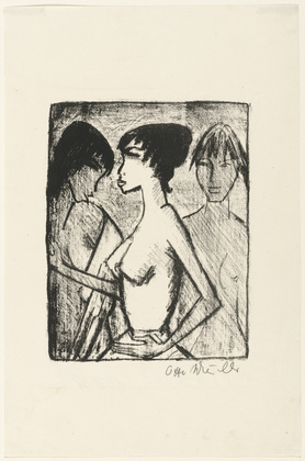 Otto Mueller. Half Nude Girl in Profile (in Front of a Picture) (Mädchen-Halbakt im Profil [vor einem Bild]). (1922)