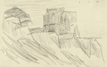 Lyonel Feininger. Ruins on the Cliff with Tree at Left. 1928