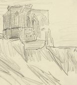 Lyonel Feininger. Ruins on the Cliff with Tree at Left. 1928