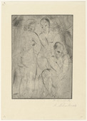 Wilhelm Lehmbruck. Three Women: Two Standing, One Kneeling (Drei Frauen, zwei stehend, eine kniend). (1914, printed 1920)