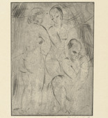 Wilhelm Lehmbruck. Three Women: Two Standing, One Kneeling (Drei Frauen, zwei stehend, eine kniend). (1914, printed 1920)
