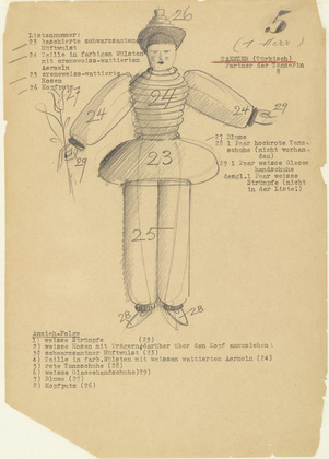 Oskar Schlemmer. Dancer (Turkish): Partner of Dancer 8 (Tänzer [Türkisch]: Partner der Tänzerin 8) from Notes and Sketches for the Triadic Ballet (Das triadische Ballett). (c. 1938)