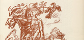 Oskar Kokoschka. Adam and Eve (Adam und Eva) (tailpiece, page 5) from Hiob (Job). 1917 (executed 1916/17)