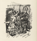 Oskar Kokoschka. Job, Chambermaid and Parrot (Hiob, Kammerjungfrau und Papagei) (plate, page 7) from Hiob (Job). 1917 (executed 1916/17)