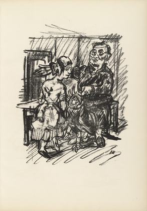 Oskar Kokoschka. Job, Chambermaid and Parrot (Hiob, Kammerjungfrau und Papagei) (plate, page 7) from Hiob (Job). 1917 (executed 1916/17)