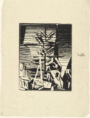 Lyonel Feininger. Gelmeroda (with the Fir Tree) (Gelmeroda [mit Tanne]). 1918
