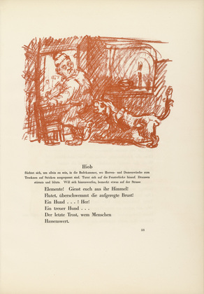 Oskar Kokoschka. Job and the Poodle (Hiob und der Pudel) (headpiece, page 21) from Hiob (Job). 1917 (executed 1916/17)