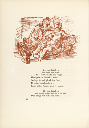 Oskar Kokoschka. The Maiden and the Firebrand (Das Fräulein und der Heißsporn) (in-text plate, page 38) from Hiob (Job). 1917 (executed 1916/17)