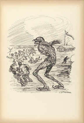 Alfred Kubin. Ice Skating Rink (Eislaufplatz) from Ein neuer Totentanz (A New Dance of Death). 1947 (reproduced drawing executed 1938)
